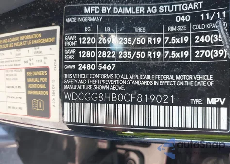 2012 Mercedes-Benz Glk 350 4Matic из США, поврежденный, VIN WDCGG8HB0CF819021